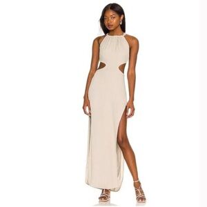 Elegant Cream Halter Maxi Dress